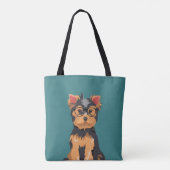 Cute Hipster Little Yorkshire Terrier Tote Bag (Achterkant)