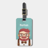 Cute Hipster Mustache Gentleman Bagagelabel (Voorkant verticaal)