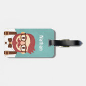 Cute Hipster Mustache Gentleman Bagagelabel (Achterkant horizontaal)