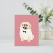 Cute Hipster Pekingese Puppy for Hondenliefhebbers Briefkaart (Staand voorkant)