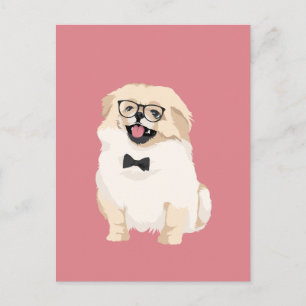 Cute Hipster Pekingese Puppy for Hondenliefhebbers Briefkaart