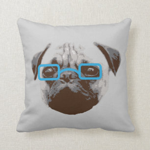 Cute Hipster Pug met bril Kussen