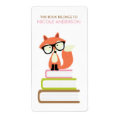 Cute Hipster Red Fox Bookplate Etiket (Voorkant)