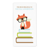 Cute Hipster Red Fox Bookplate Etiket (Voorkant)