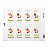 Cute Hipster Red Fox Bookplate Etiket (Full Sheet)