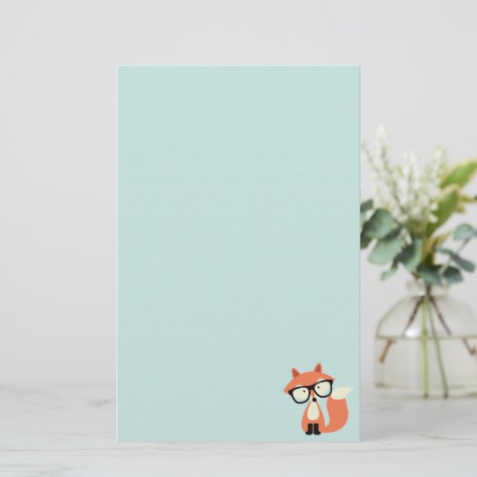 Cute Hipster Red Fox Briefpapier (Staand voorkant)