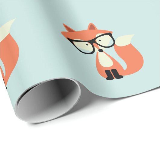 Cute Hipster Red Fox Cadeaupapier (Rol Hoek)