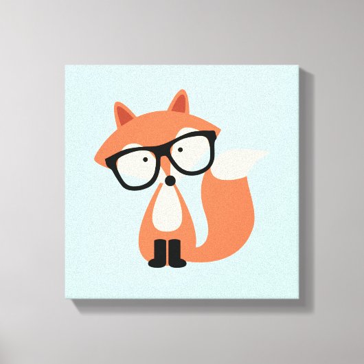 Cute Hipster Red Fox Canvas Afdruk (Voorkant)