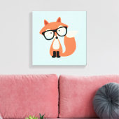 Cute Hipster Red Fox Canvas Afdruk (Insitu (Woonkamer))