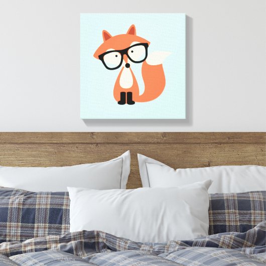 Cute Hipster Red Fox Canvas Afdruk (Insitu (Slaapkamer))