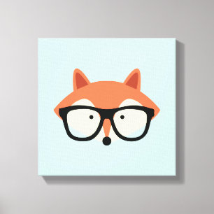 Cute Hipster Red Fox Canvas Afdruk