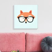 Cute Hipster Red Fox Canvas Afdruk (Insitu (Woonkamer))