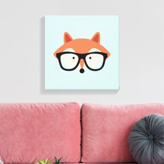 Cute Hipster Red Fox Canvas Afdruk (Insitu (Woonkamer))