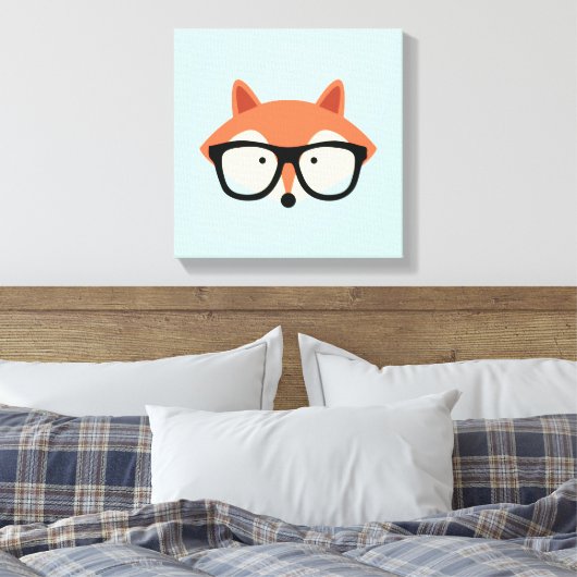Cute Hipster Red Fox Canvas Afdruk (Insitu (Slaapkamer))