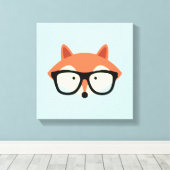 Cute Hipster Red Fox Canvas Afdruk (Insitu (Houten vloer))