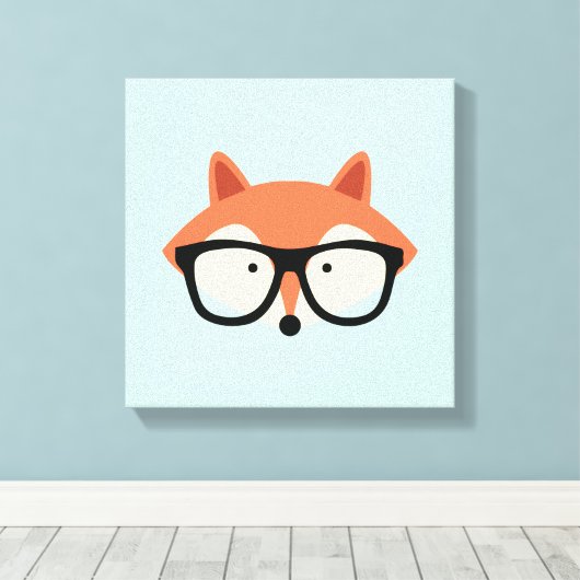 Cute Hipster Red Fox Canvas Afdruk (Insitu (Houten vloer))