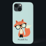 Cute Hipster Red Fox iPhone 13 Hoesje<br><div class="desc">Moderne en chic chevrons patroon en een monogram in een quatrefolievormig lijst.</div>
