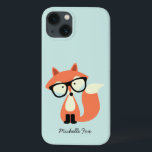 Cute Hipster Red Fox iPhone 13 Hoesje<br><div class="desc">Moderne en chic chevrons patroon en een monogram in een quatrefolievormig lijst.</div>