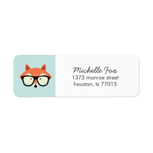 Cute Hipster Red Fox Etiket (Voorkant)