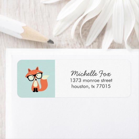 Cute Hipster Red Fox Etiket (Insitu)