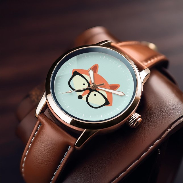 Cute Hipster Red Fox Horloge (Inspiration mockup (not actual product))