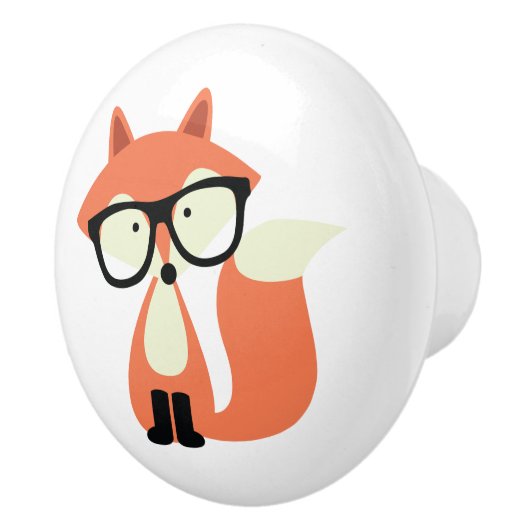 Cute Hipster Red Fox Keramische Knop (Rechts)