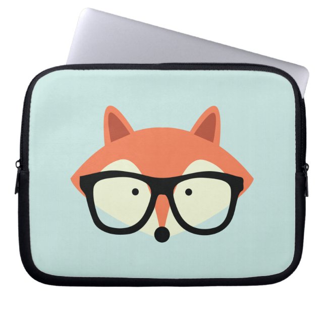 Cute Hipster Red Fox Laptop Sleeve (Voorkant)
