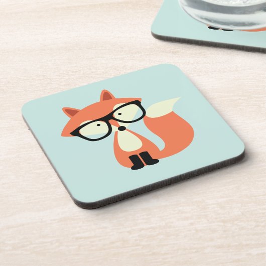 Cute Hipster Red Fox Onderzetter (Linkerzijde)