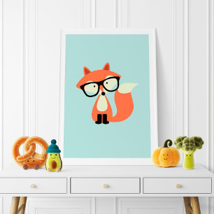 Cute Hipster Red Fox Poster