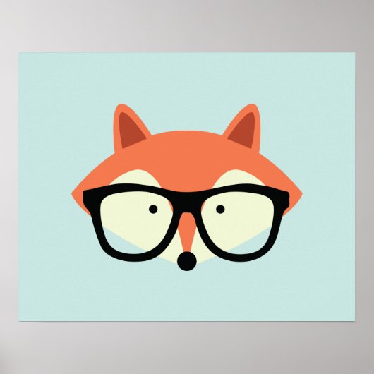 Cute Hipster Red Fox Poster (Voorkant)