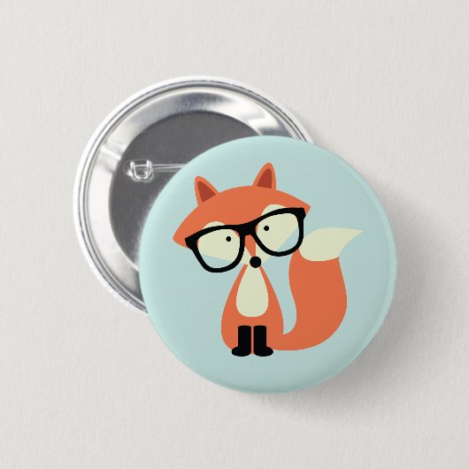 Cute Hipster Red Fox Ronde Button 5,7 Cm (Voorkant /achterkant)