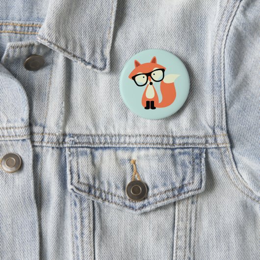 Cute Hipster Red Fox Ronde Button 5,7 Cm (In situ)