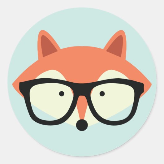 Cute Hipster Red Fox Ronde Sticker (Voorkant)