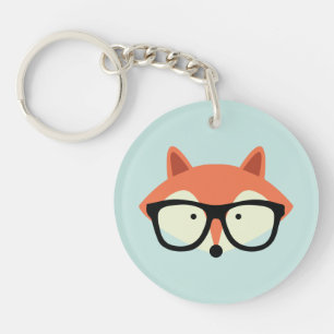 Cute Hipster Red Fox Sleutelhanger