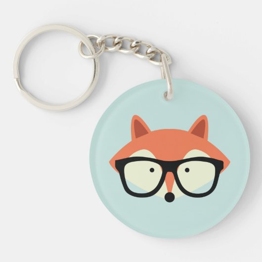 Cute Hipster Red Fox Sleutelhanger (Voorkant)