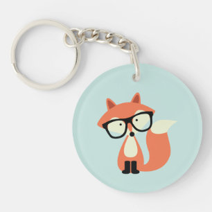 Cute Hipster Red Fox Sleutelhanger
