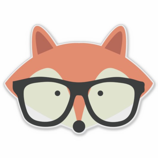 Cute Hipster Red Fox Sticker (Voorkant)