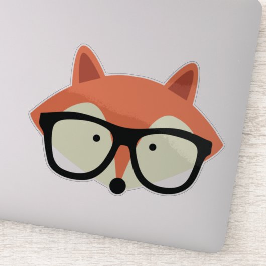 Cute Hipster Red Fox Sticker (Detail)