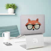 Cute Hipster Red Fox Sticker (Laptop op bureau)