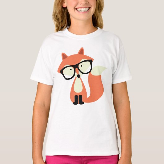 Cute Hipster Red Fox T-shirt (Voorkant)