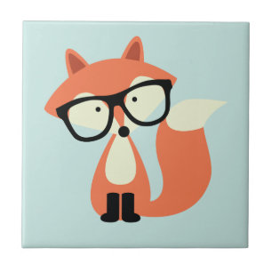 Cute Hipster Red Fox Tegeltje