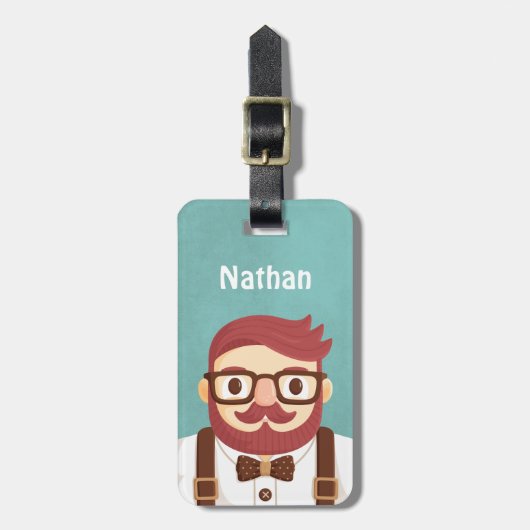 Cute Hipster Snorbaard Heren Bagage Label (Voorkant verticaal)