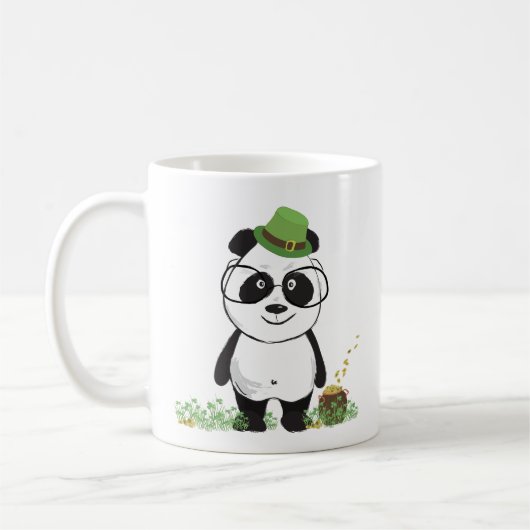 Cute Hipster St Patricks Day Panda Beer Tekening Koffiemok (Links)