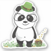 Cute Hipster St Patricks Day Panda Beer Tekening Sticker (Voorkant)