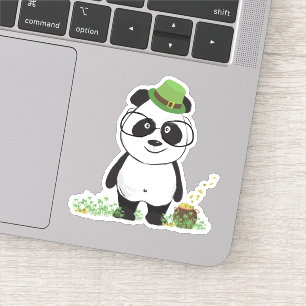 Cute Hipster St Patricks Day Panda Beer Tekening Sticker