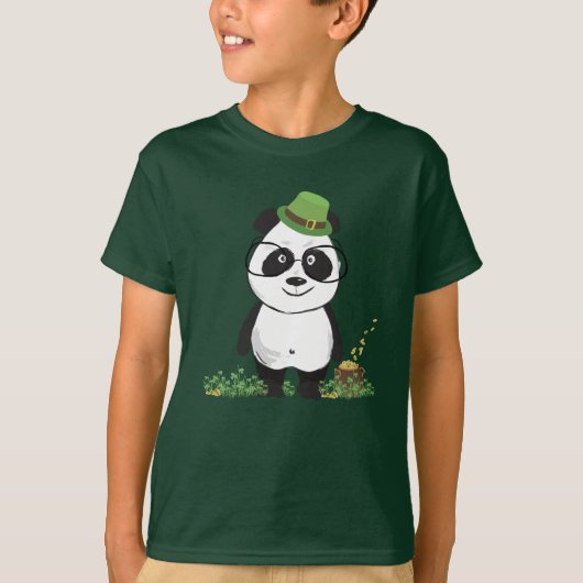 Cute Hipster St Patricks Day Panda Beer Tekening T-shirt (Voorkant)
