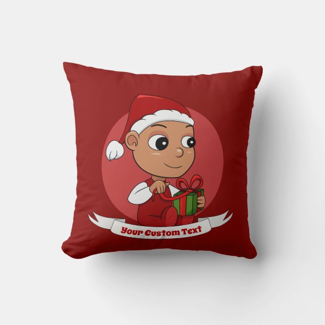 Cute Hispanic baby met een cartoon voor kerstpet Kussen (Voorkant)