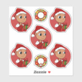 Cute Hispanic baby met kerstpet cartoon St. Sticker (Vel)