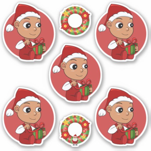 Cute Hispanic baby met kerstpet cartoon St. Sticker (Voorkant)