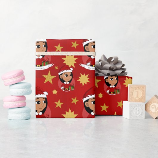 Cute Hispanic girl met lang zwart haar Cadeaupapier (Baby Shower)